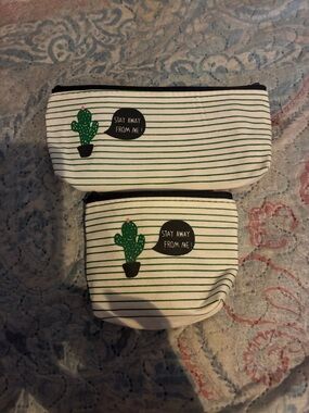 Striped Cactus Zipper Pouches - Set of 2